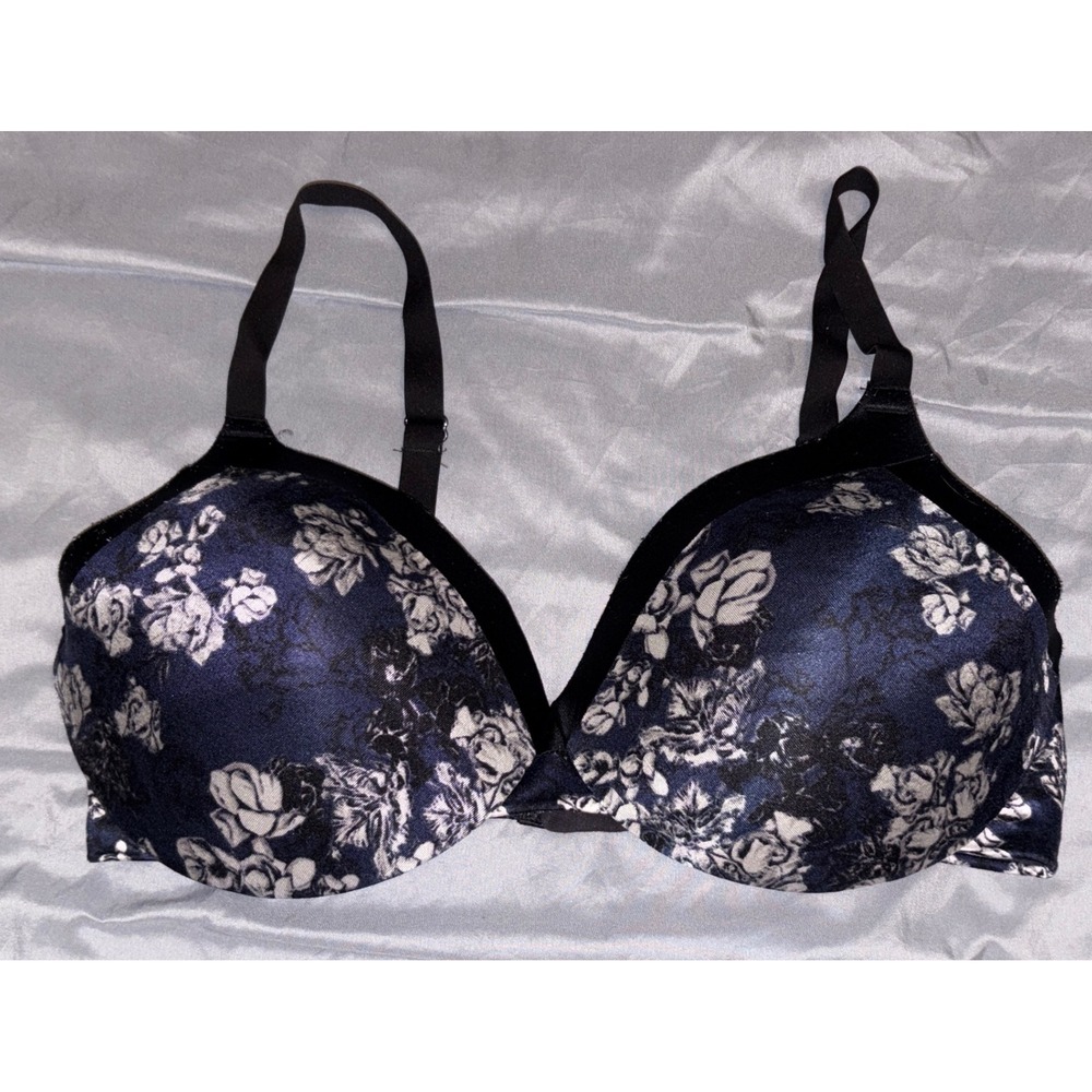 Maidenform Full Figure Black Floral Comfort Devotion Underwire T-shirt Bra,‎ 40D